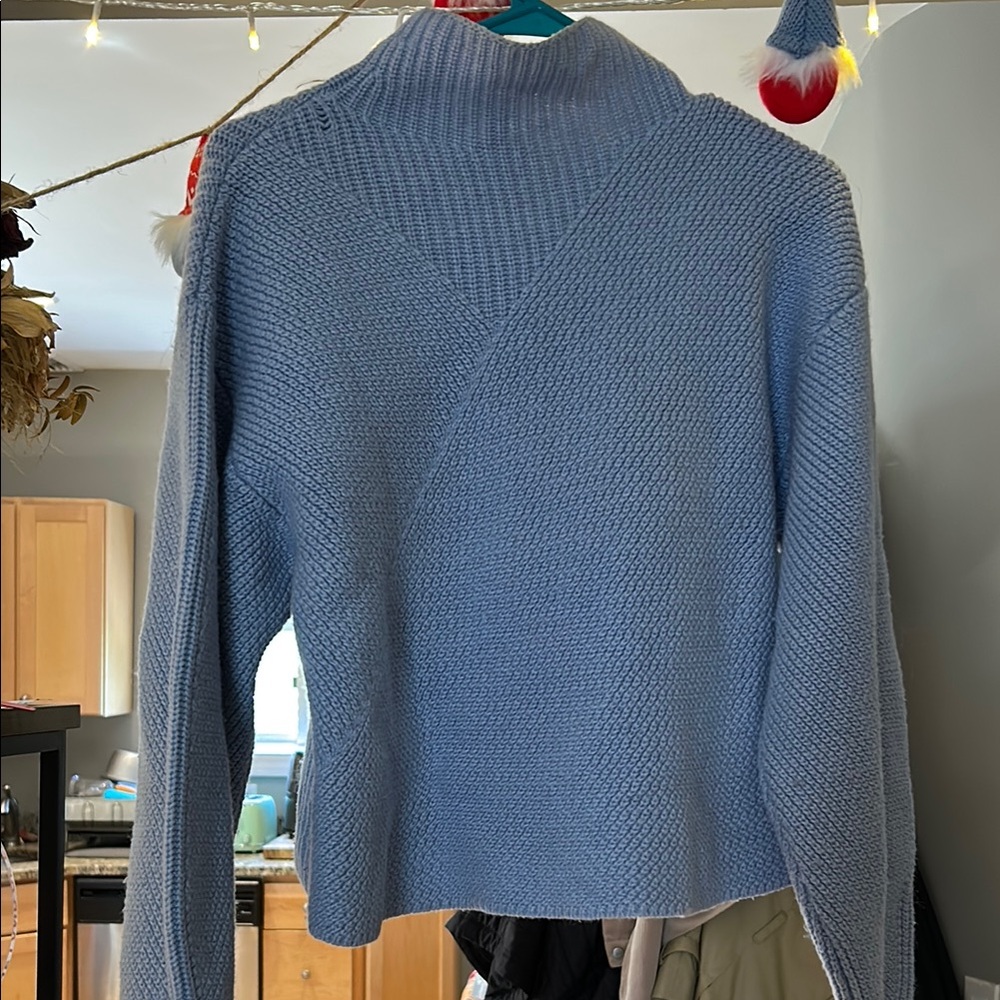 & Other Stories Blue Turtleneck Sweater with Ribbed Knit